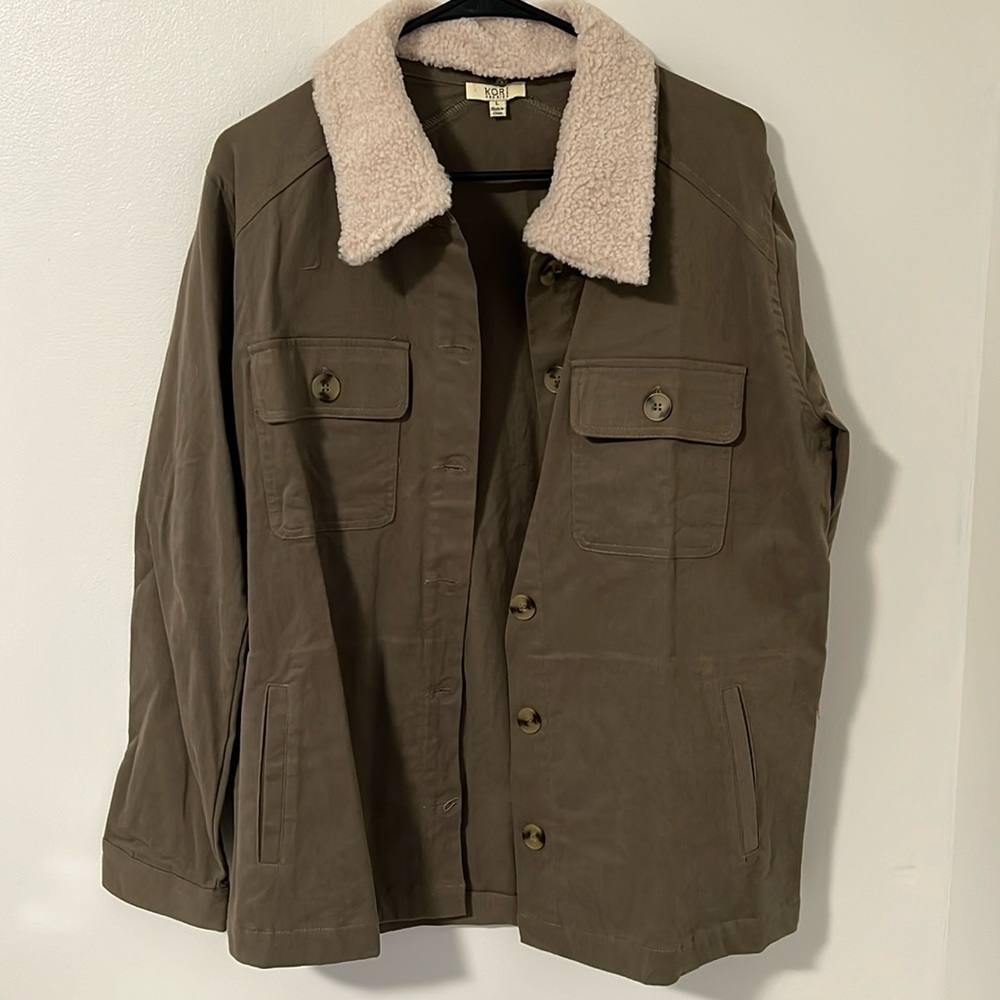 Army Green Jacket with Sherpa Collar